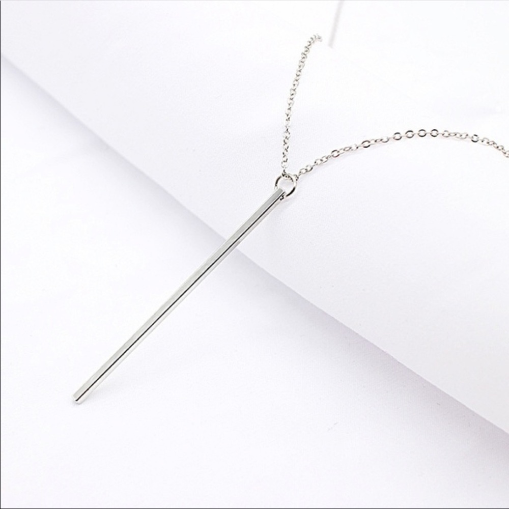 Sterling Silver Dainty Long Bar Necklace NWOT - Picture 2 of 3